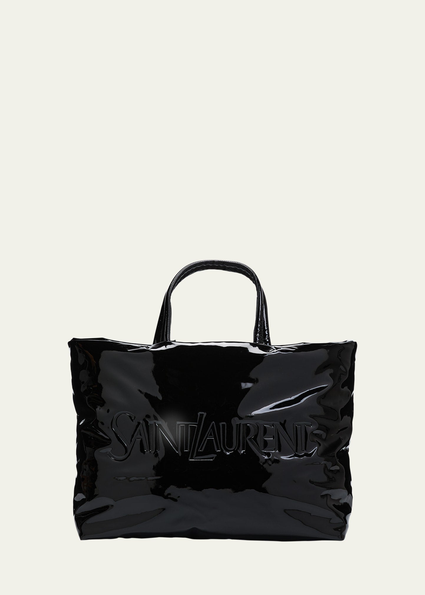 Saint Laurent Men's Patent Leather Maxi Tote Bag