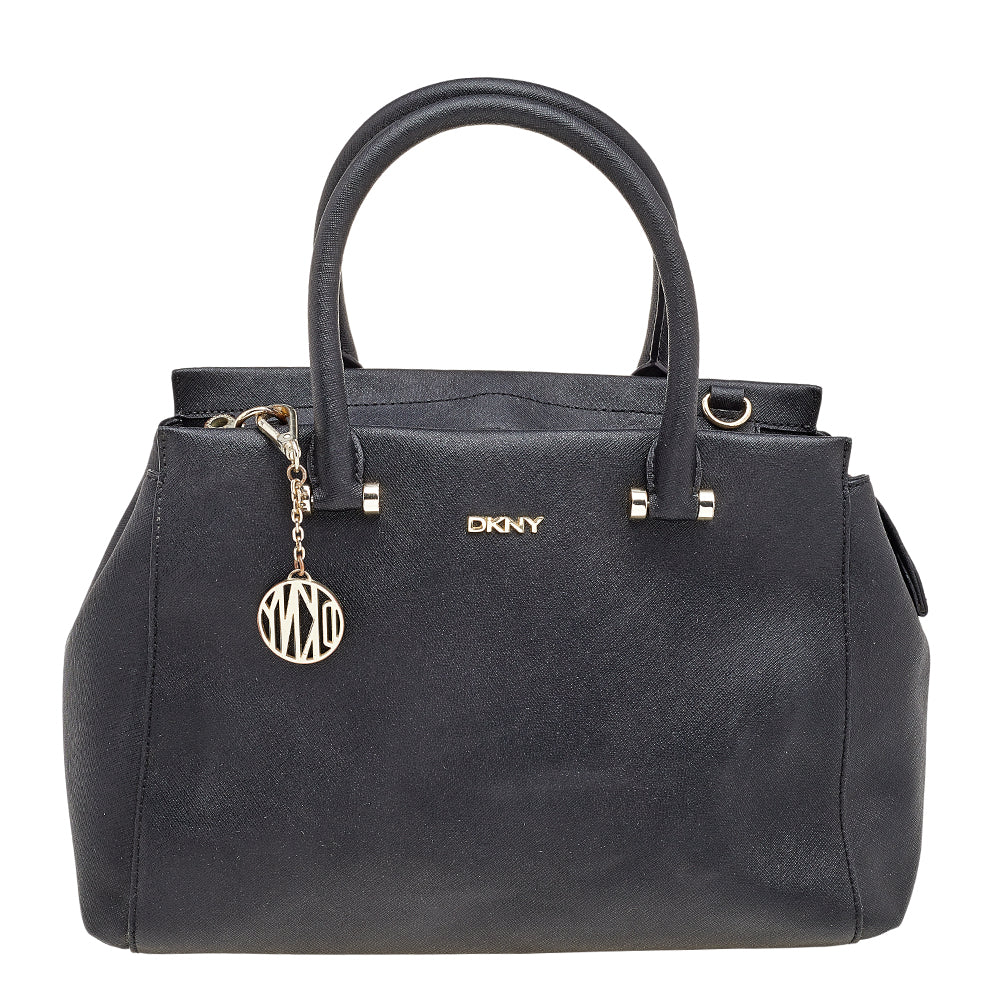 DKNY Sac fourre-tout zippé en cuir noir DKNY