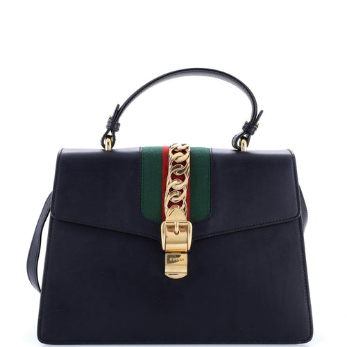 GUCCI Sylvie Top Handle Bag Leather Medium