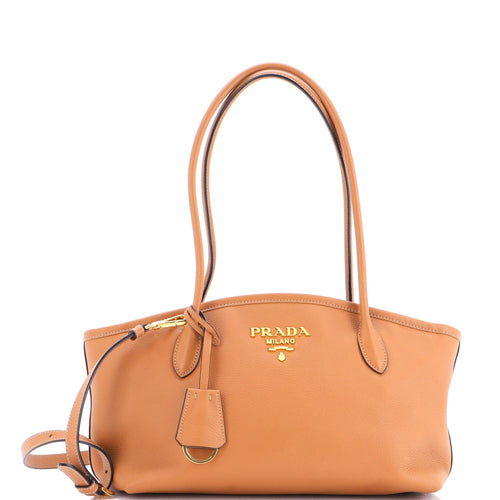 PRADA Convertible Shopping Shoulder Bag Vitello Grain Medium
