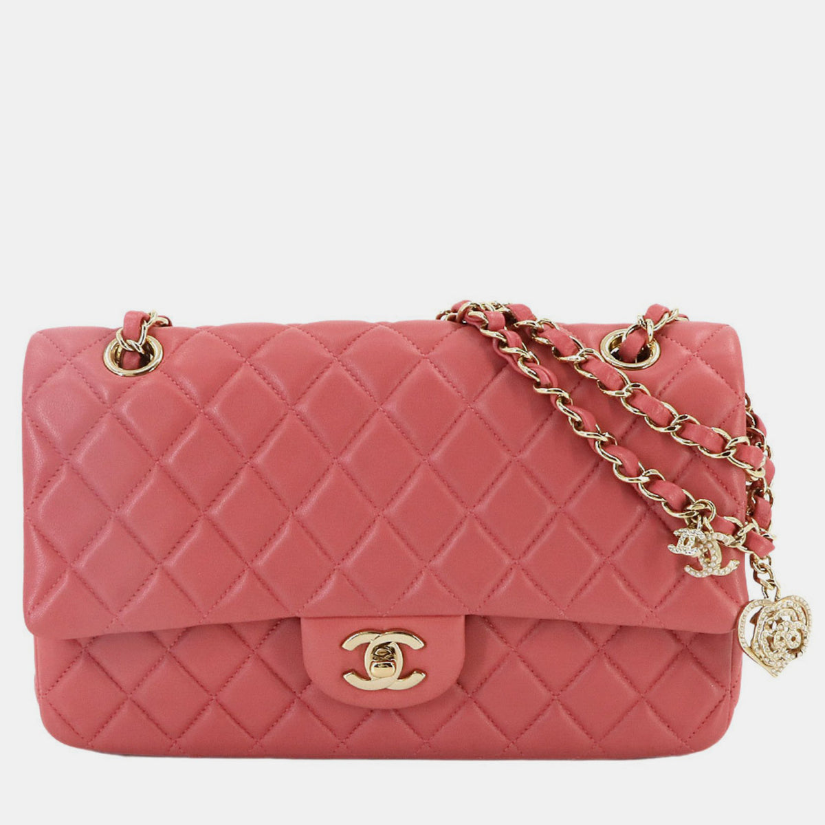 Chanel Pink Leather Matelasse Chain Shoulder Bag