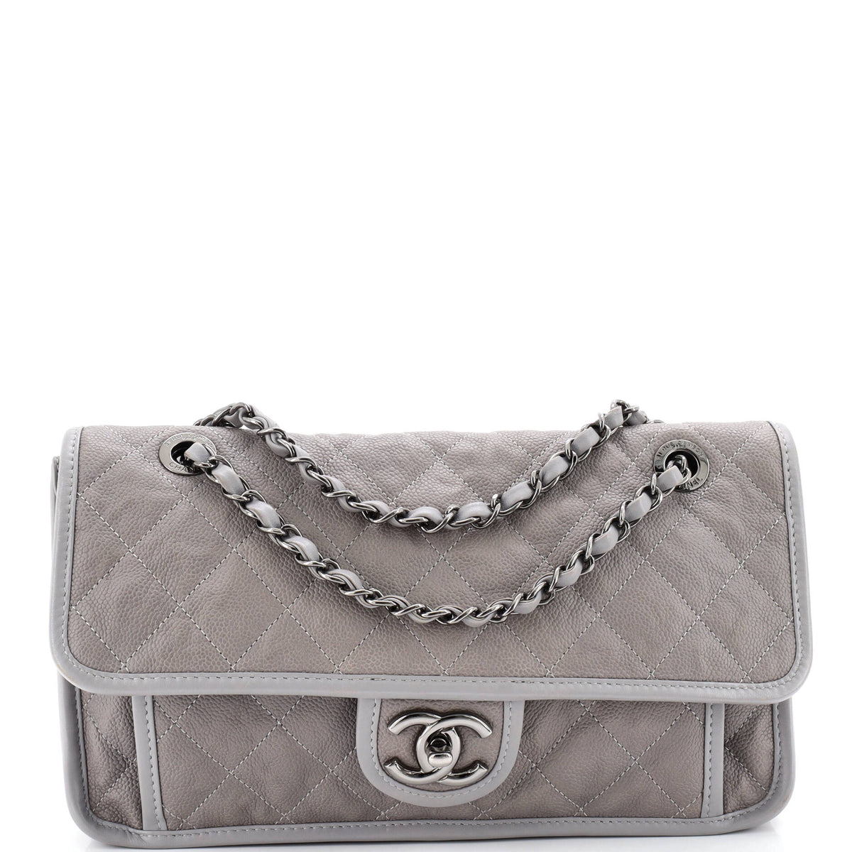 Chanel CHANEL French Riviera Flap Bag Quilted Caviar Medium