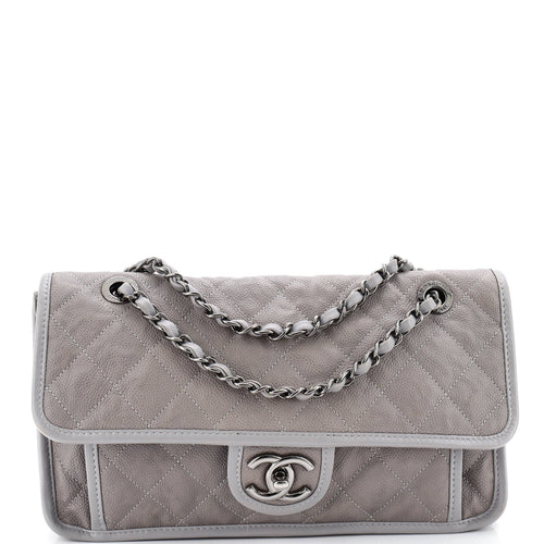 CHANEL French Riviera Flap Bag Quilted Caviar Medium