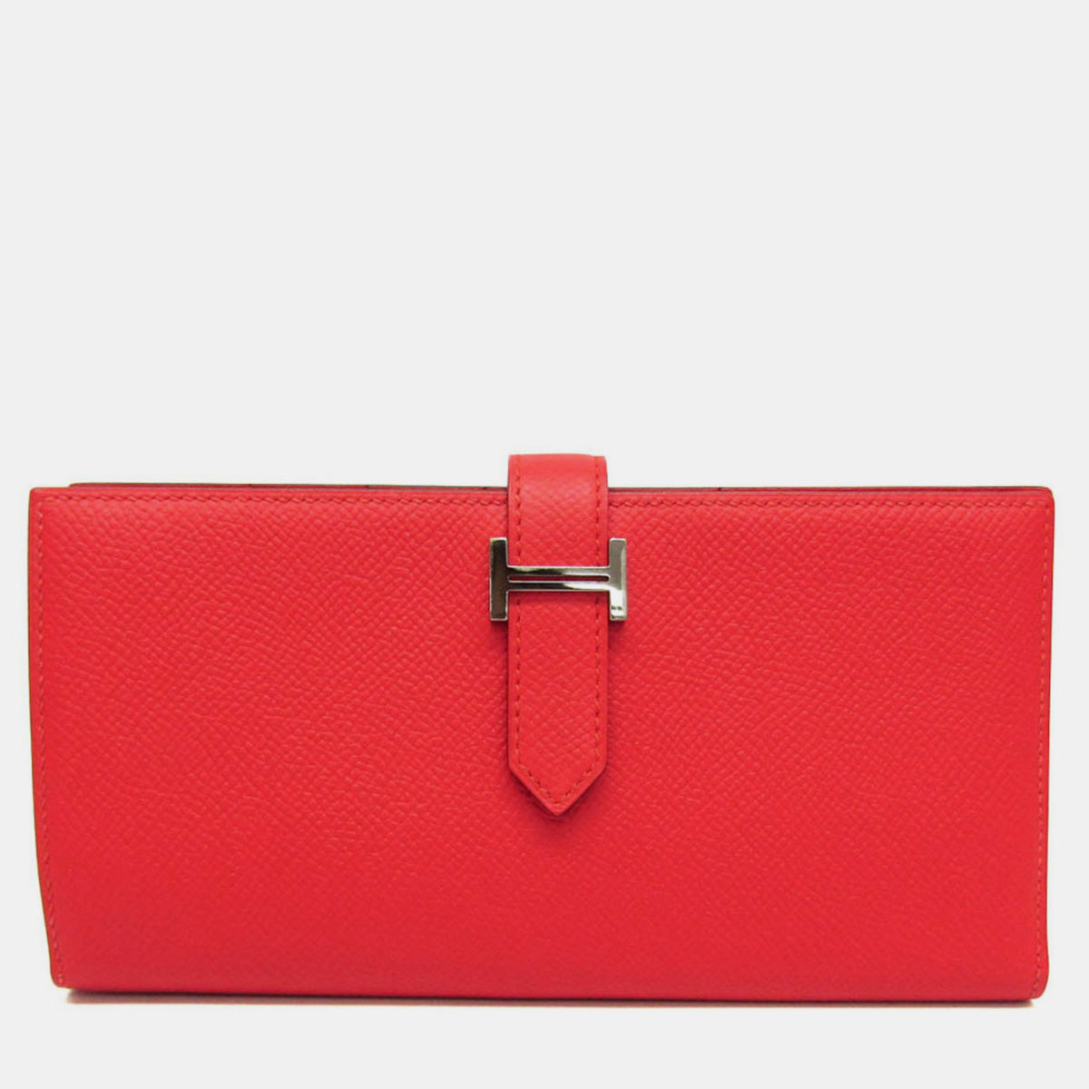 Hermès Red Epsom Leather Bearn Soufflet Wallet