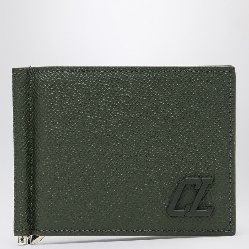 Christian Louboutin Men's Groovy Dark Green Wallet in Grey | 3245109LE