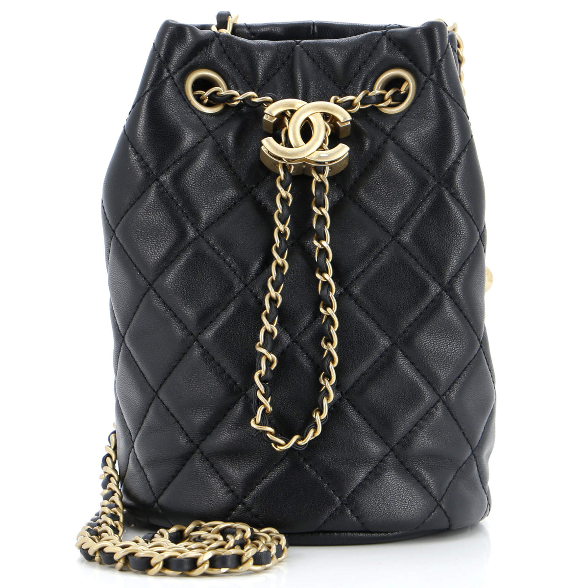 Chanel CHANEL Pearl Crush Bucket Bag Quilted Lambskin