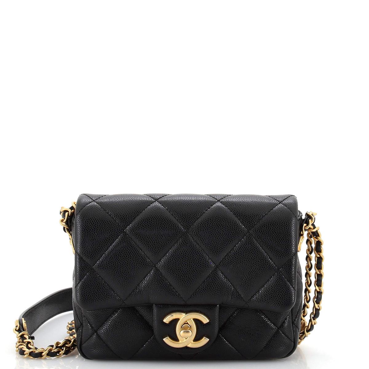 Chanel CHANEL Twist Your Buttons Flap Bag Quilted Caviar Mini