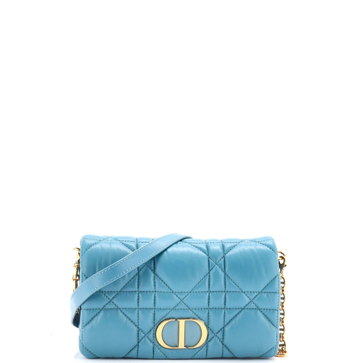 Christian Dior Caro Flap Pouch with Chain Macrocannage Quilt Calfskin Mini