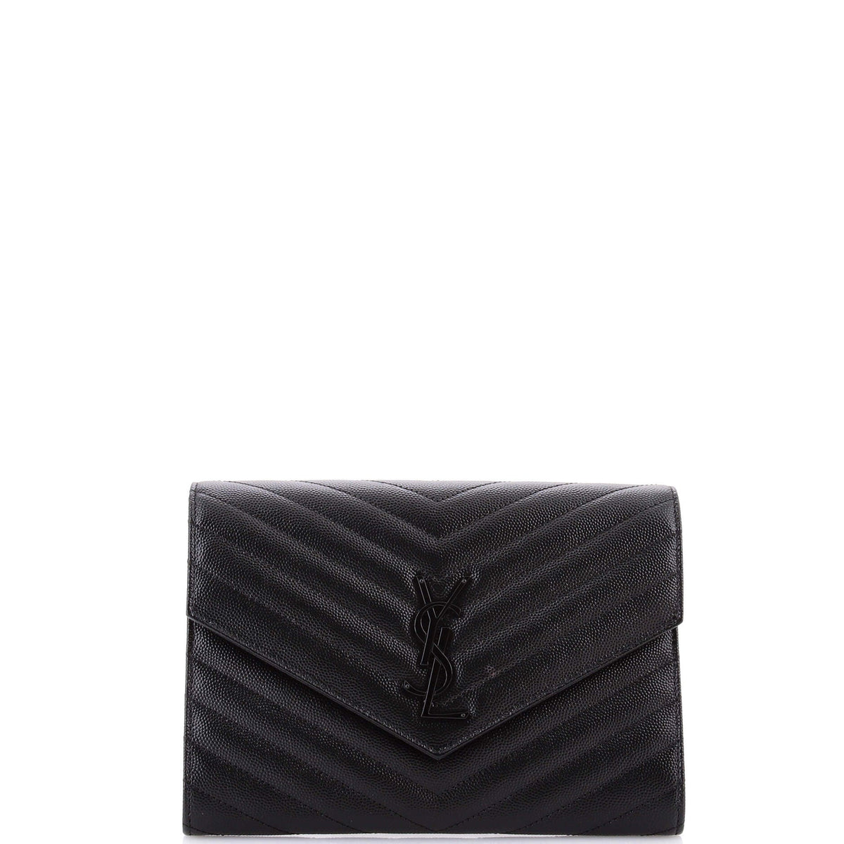 Saint Laurent Classic Monogram Envelope Wristlet Clutch Matelasse Chevron Leather