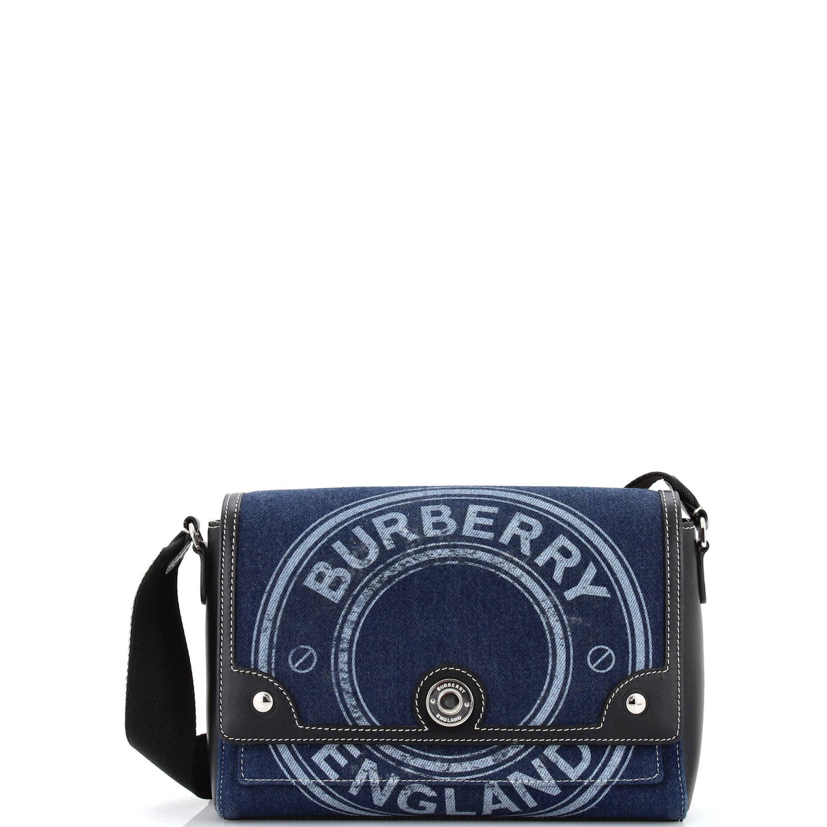 Burberry Note Crossbody Bag Printed Denim Medium