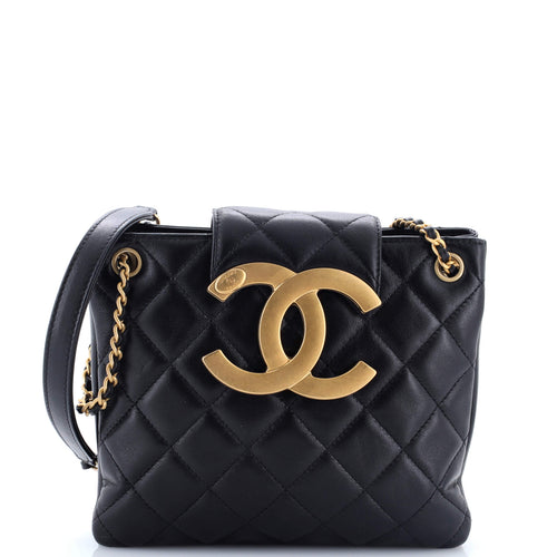 CHANEL Giant CC Chain Shoulder Bag Quilted Lambskin Small