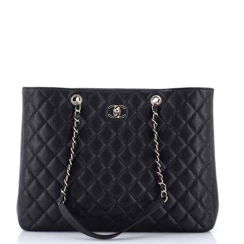 CHANEL Classic CC Shopping Tote Quilted Caviar Large