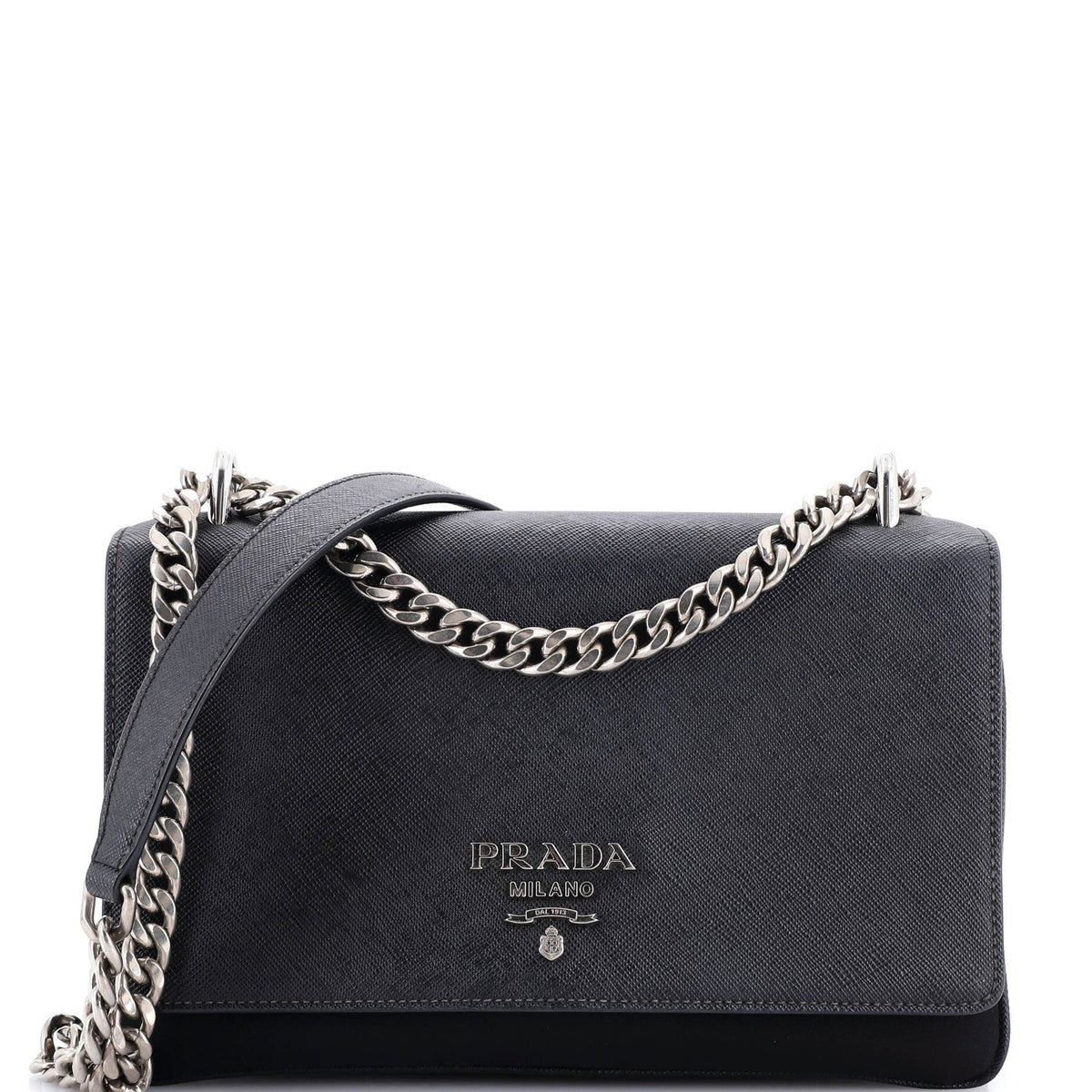 Prada PRADA Chain Flap Crossbody Bag Tessuto and Saffiano Leather Medium