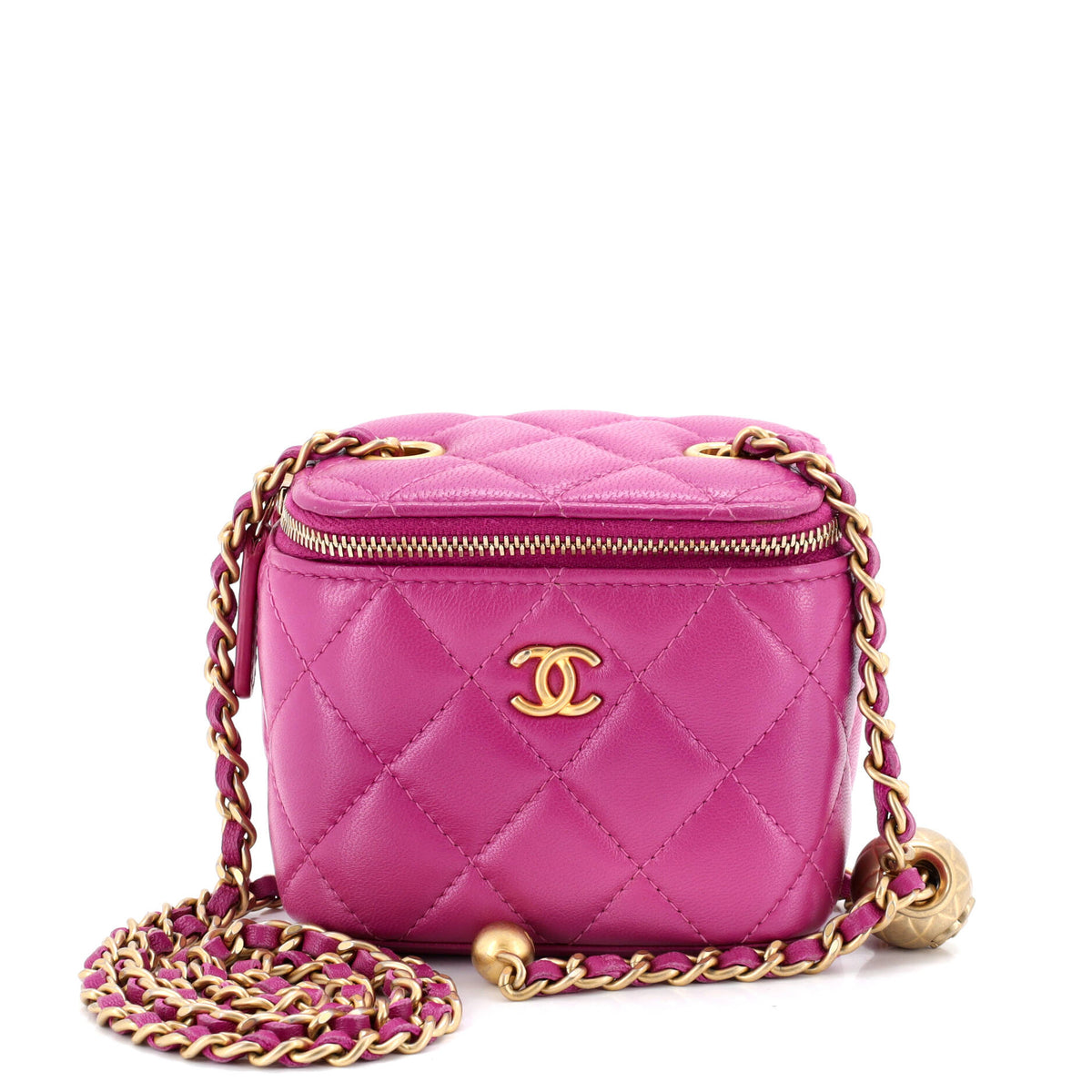 Chanel CHANEL Pearl Crush Vanity Case with Chain Quilted Lambskin Mini
