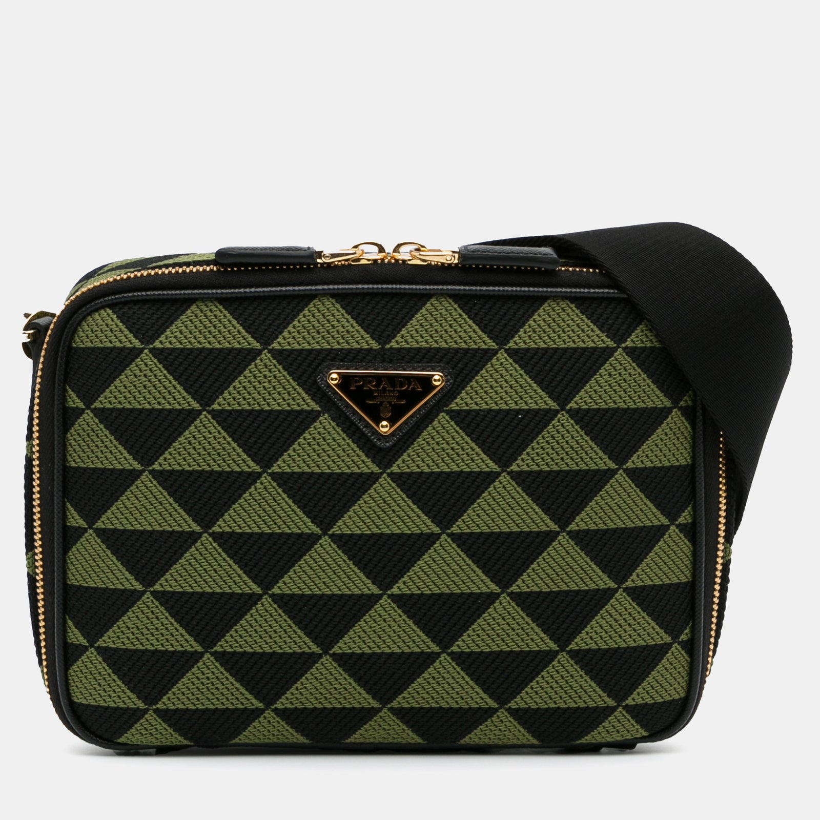 Prada Green Canvas Symbole Triangolo Crossbody Bag