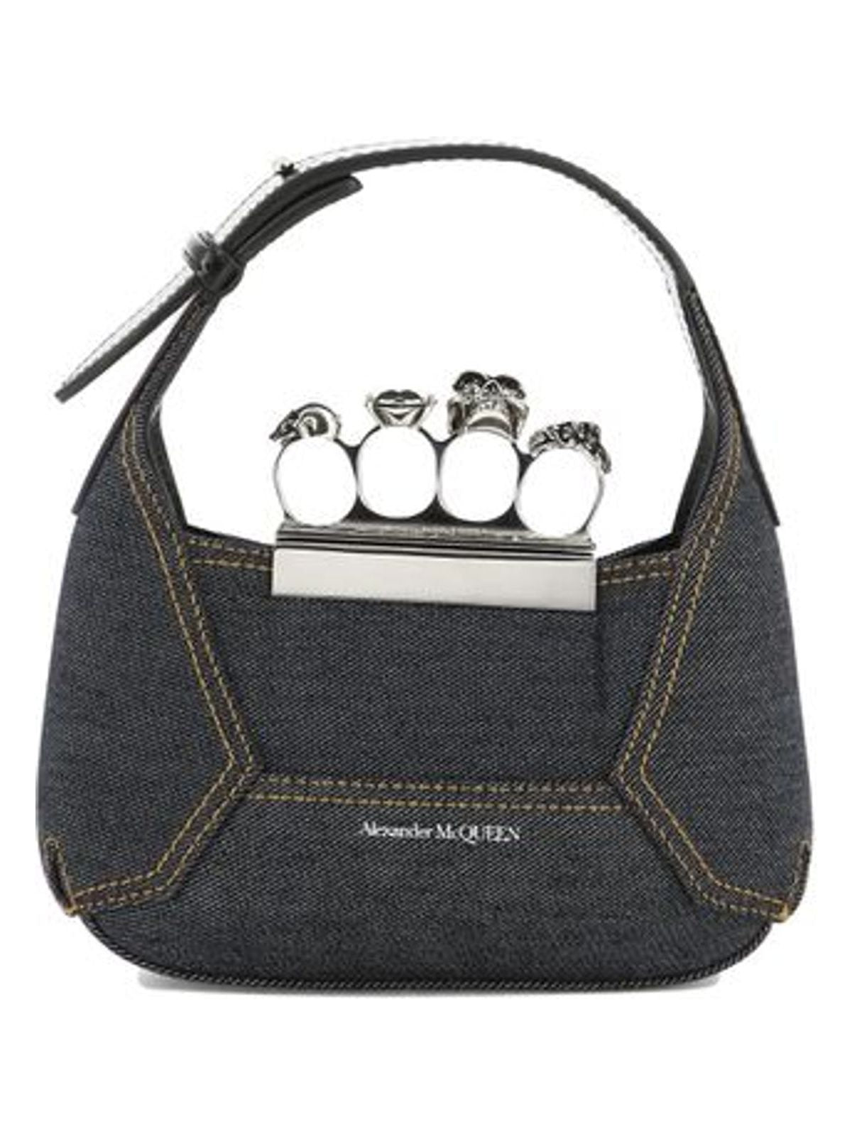 Alexander Mcqueen Women's Jewelled Mini Hobo Bag in Black | 7311361YBE74290