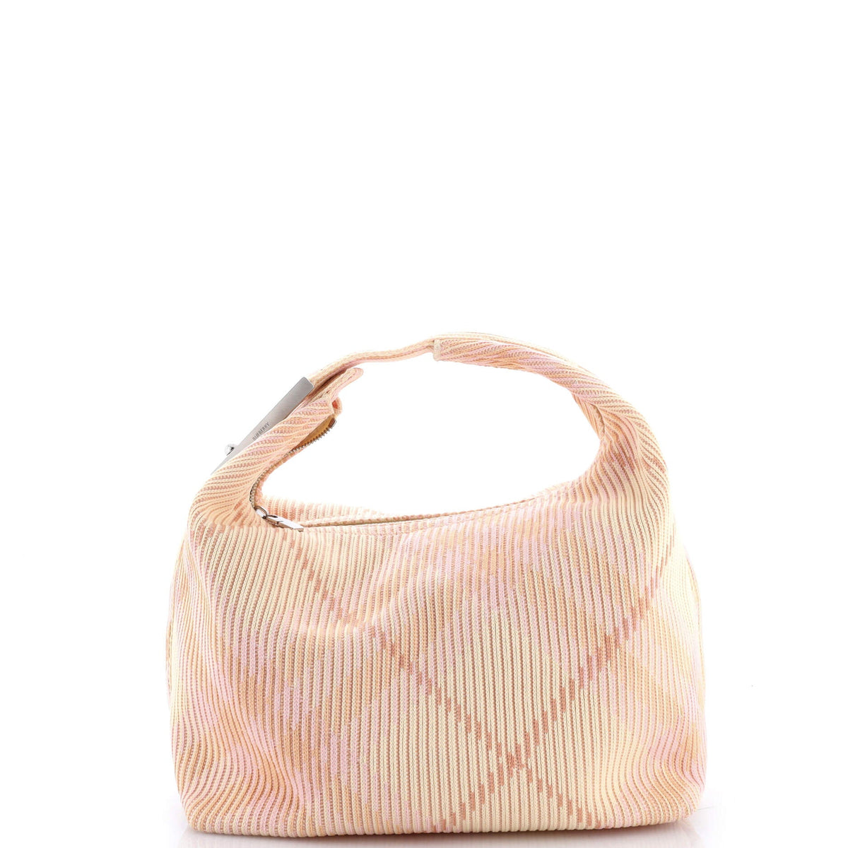 Burberry Peg Handle Bag Knit Check Fabric Medium