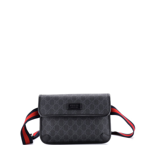 GUCCI Web Flap Belt Bag GG Coated Canvas