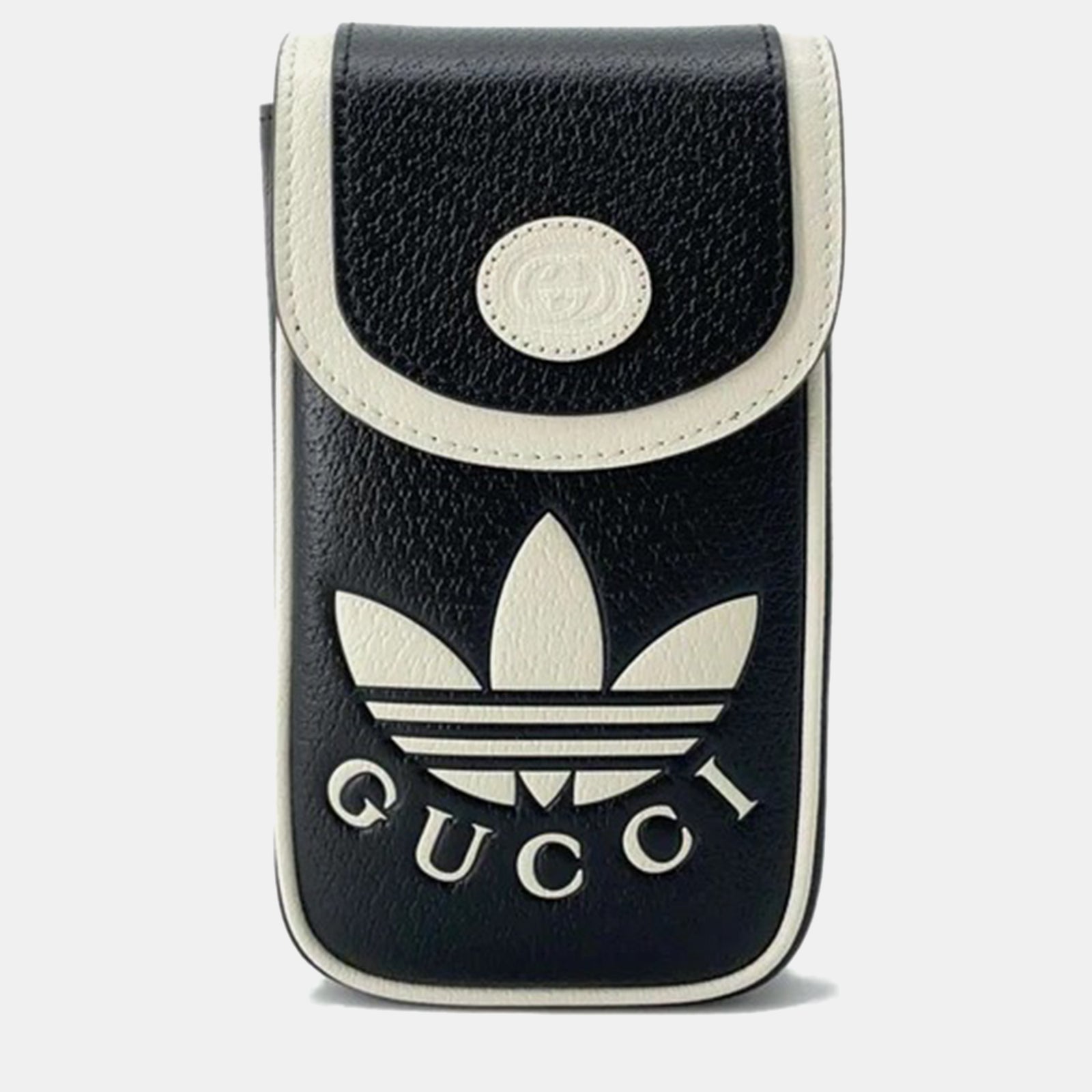 Gucci X Adidas Handyhülle/Umhängetasche aus Leder in Schwarz/Weiß