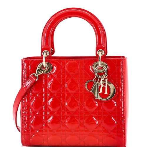 Lady Dior Bag Cannage Quilt Patent Medium