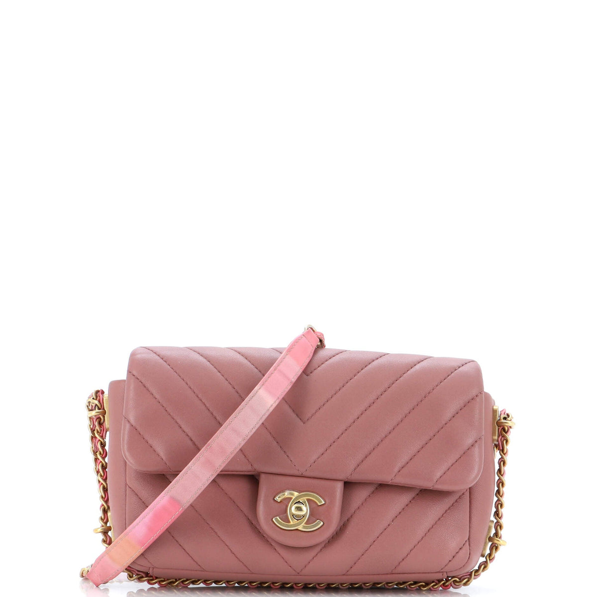 Chanel CHANEL Chain Around CC Flap Bag Chevron Lambskin Mini