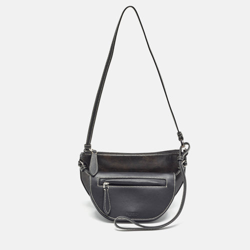 Black Leather Mini Double Olympia Bag