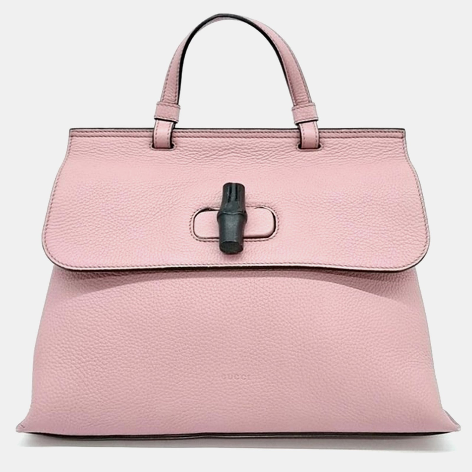 Gucci Sac à main quotidien en cuir rose et bambou