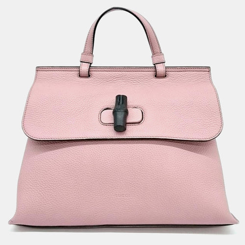 Pink Leather Bamboo Daily Top Handle Bag