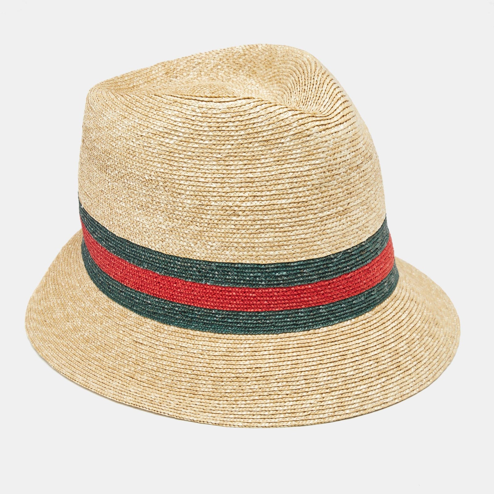 Gucci Brauner Fedora-Hut aus Webstroh