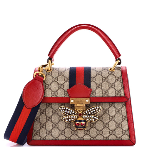 GUCCI Queen Margaret Top Handle Bag GG Coated Canvas with Leather Small