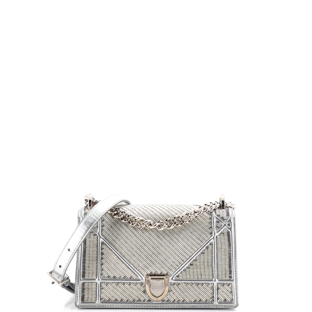 Christian Dior Diorama Flap Bag Beaded Leather Small