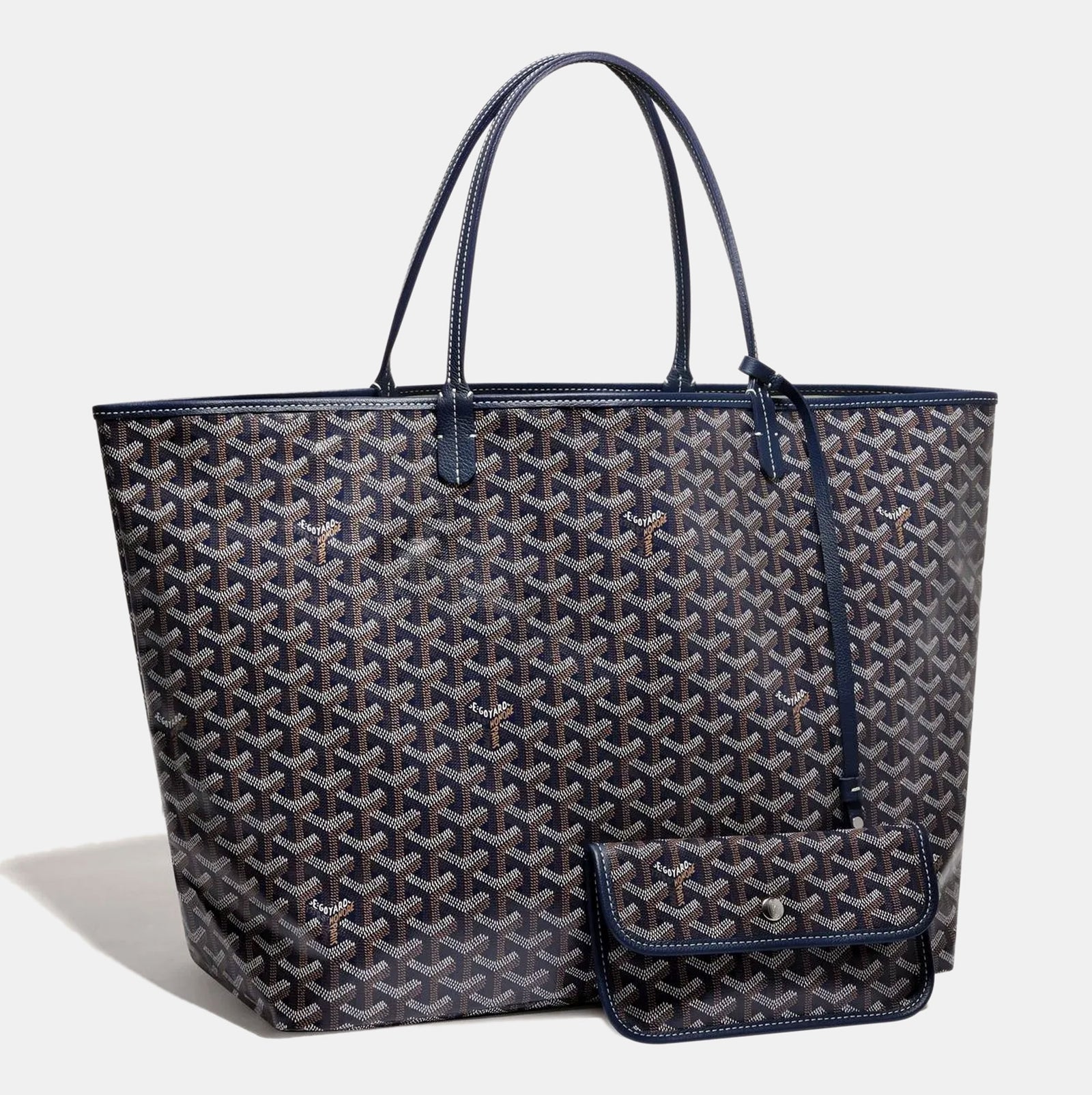 Goyard Navy Blue Goyardine Coated Canvas and Leather Saint Louis PM Tote