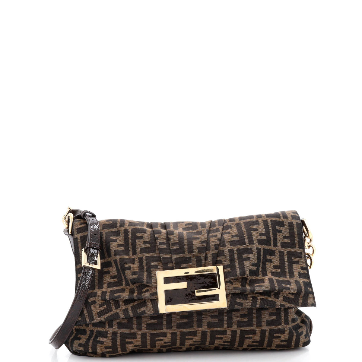 Fendi FENDI Mia Flap Crossbody Bag Zucca Canvas Medium