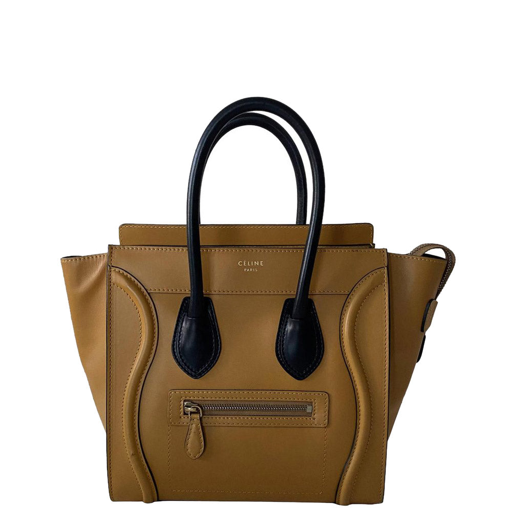 Celine Brown Leather Luggage Micro Tote