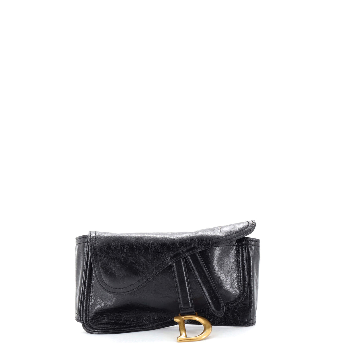 Christian Dior Saddle Double Buckle Belt Bag Leather