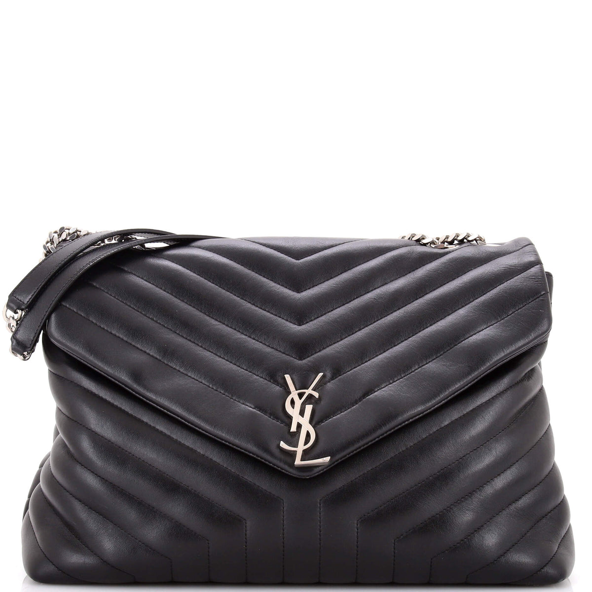 Saint Laurent Loulou Shoulder Bag Matelasse Chevron Leather Large