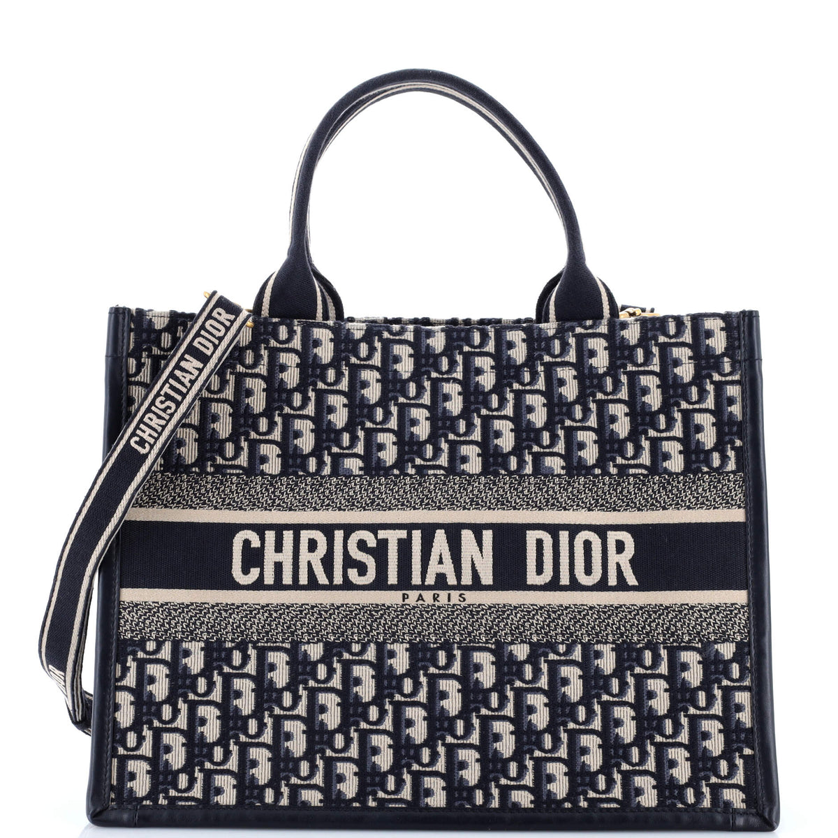 Christian Dior Book Tote with Strap Oblique Canvas Medium