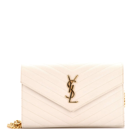 Classic Monogram Wallet on Chain Matelasse Chevron Leather Medium