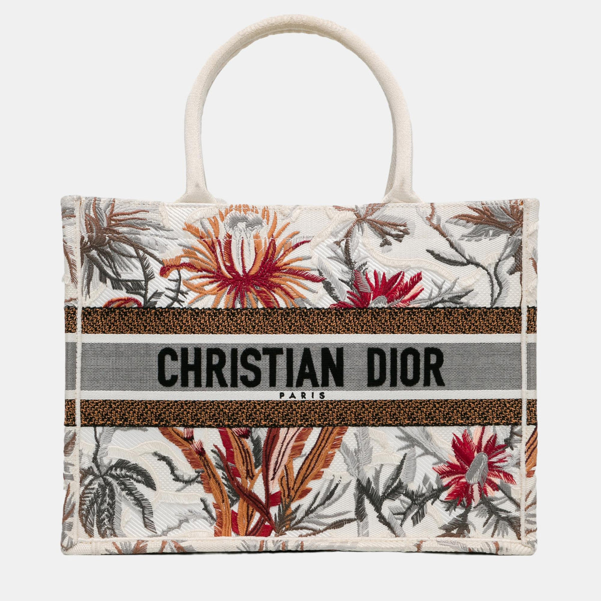Dior White Medium Toile de Jouy Tropicalia Book Tote