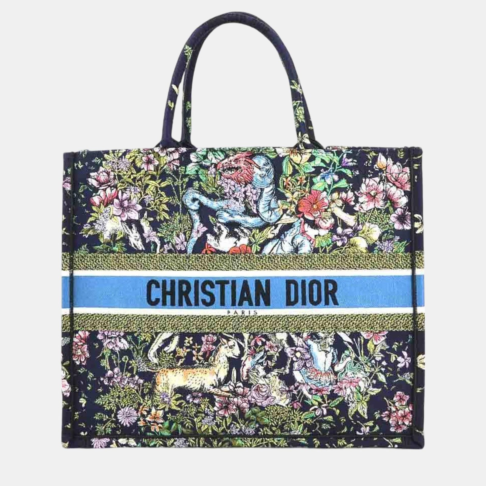 Dior Große Einkaufstasche aus mehrfarbigem Canvas mit Stickerei im D-Sternbild-Design