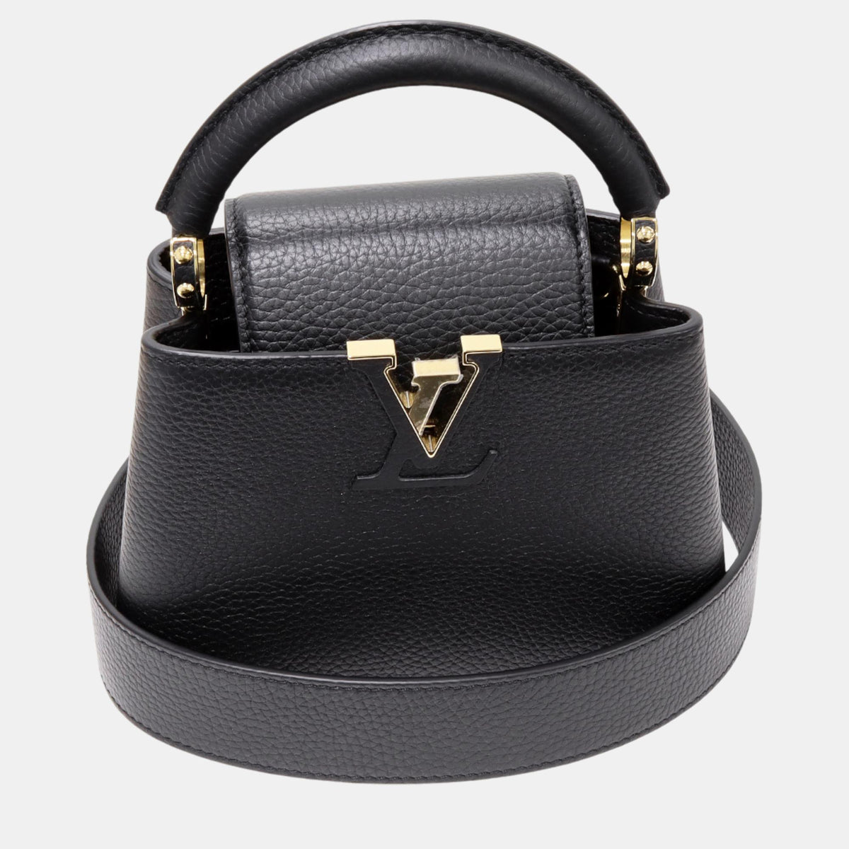 Louis Vuitton Black Taurillon Leather Capucines Mini Top Handle Bags