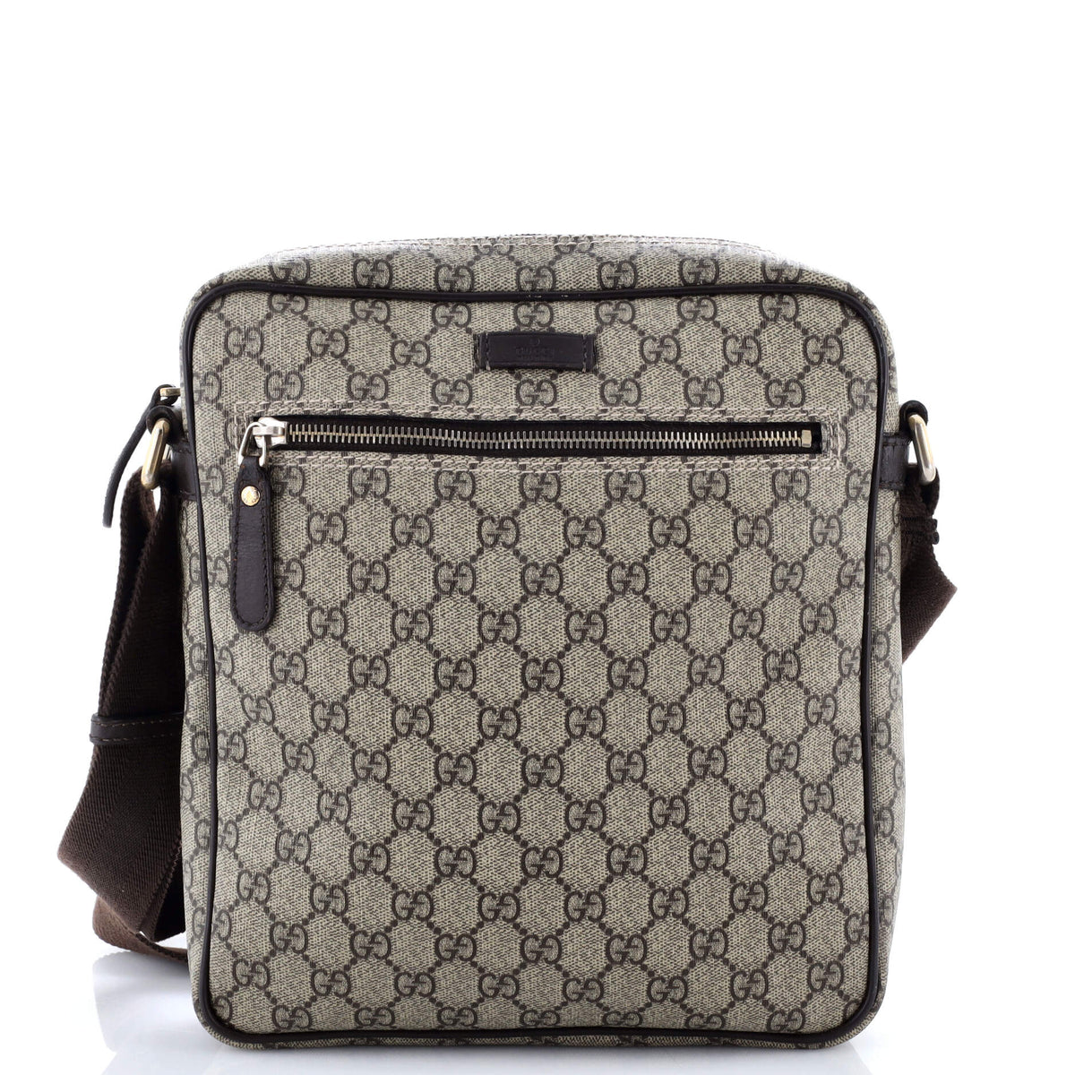 Gucci GUCCI Front Zip Messenger GG Coated Canvas Medium