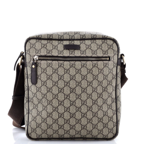 GUCCI Front Zip Messenger GG Coated Canvas Medium