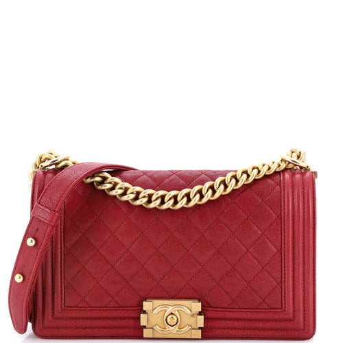 CHANEL Boy Flap Bag Quilted Caviar Old Medium