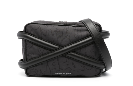 Alexander Mcqueen Men's Graffiti Print Crossover Strap Bag in Black | Size UNI | 726292 Color 1AAQ01000
