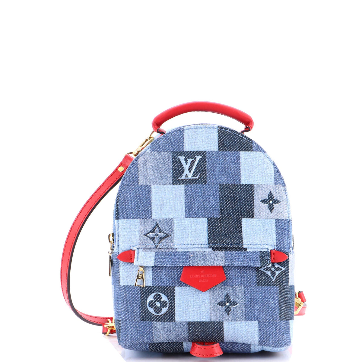 Louis Vuitton Palm Springs Backpack Damier and Monogram Patchwork Denim Mini
