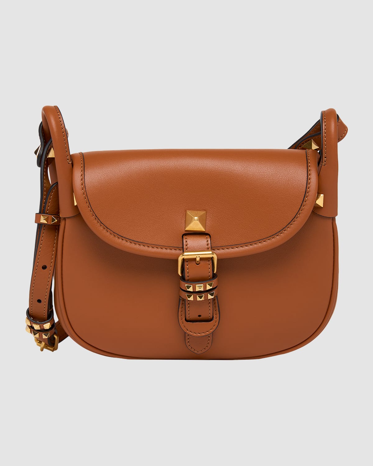 Valentino Small Rockstud Leather Saddle Crossbody Bag