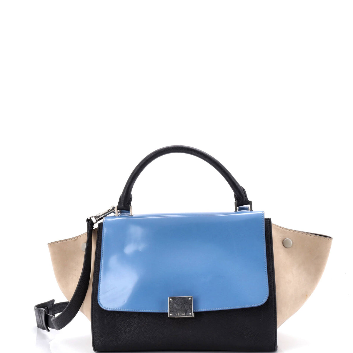 Celine CELINE Trapeze Bag Leather with Patent Small