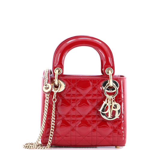 Lady Dior Chain Bag Cannage Quilt Patent Mini