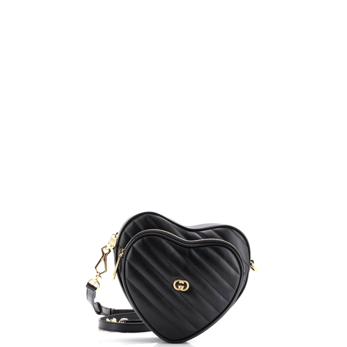 Gucci GUCCI Interlocking G Heart Shoulder Bag Diagonal Quilted Leather Mini